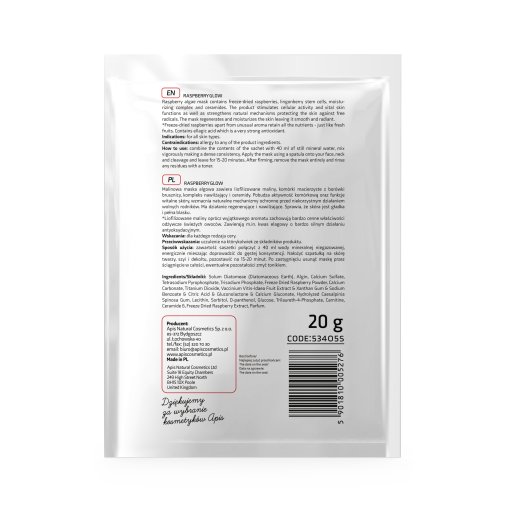 Maska algowa z liofilizowanymi malinami 20g 08.23 tył